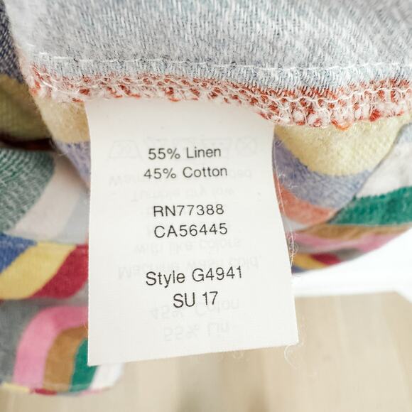 J. Crew Rainbow Stripe Linen Blend Short Sleeve Shirt Mini Dress Size Small - Picture 4 of 5